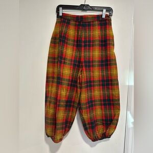 Vintage 1950s Abby Michael Ltd Red Yellow Green Tartan plaid‎ wool golf pants.